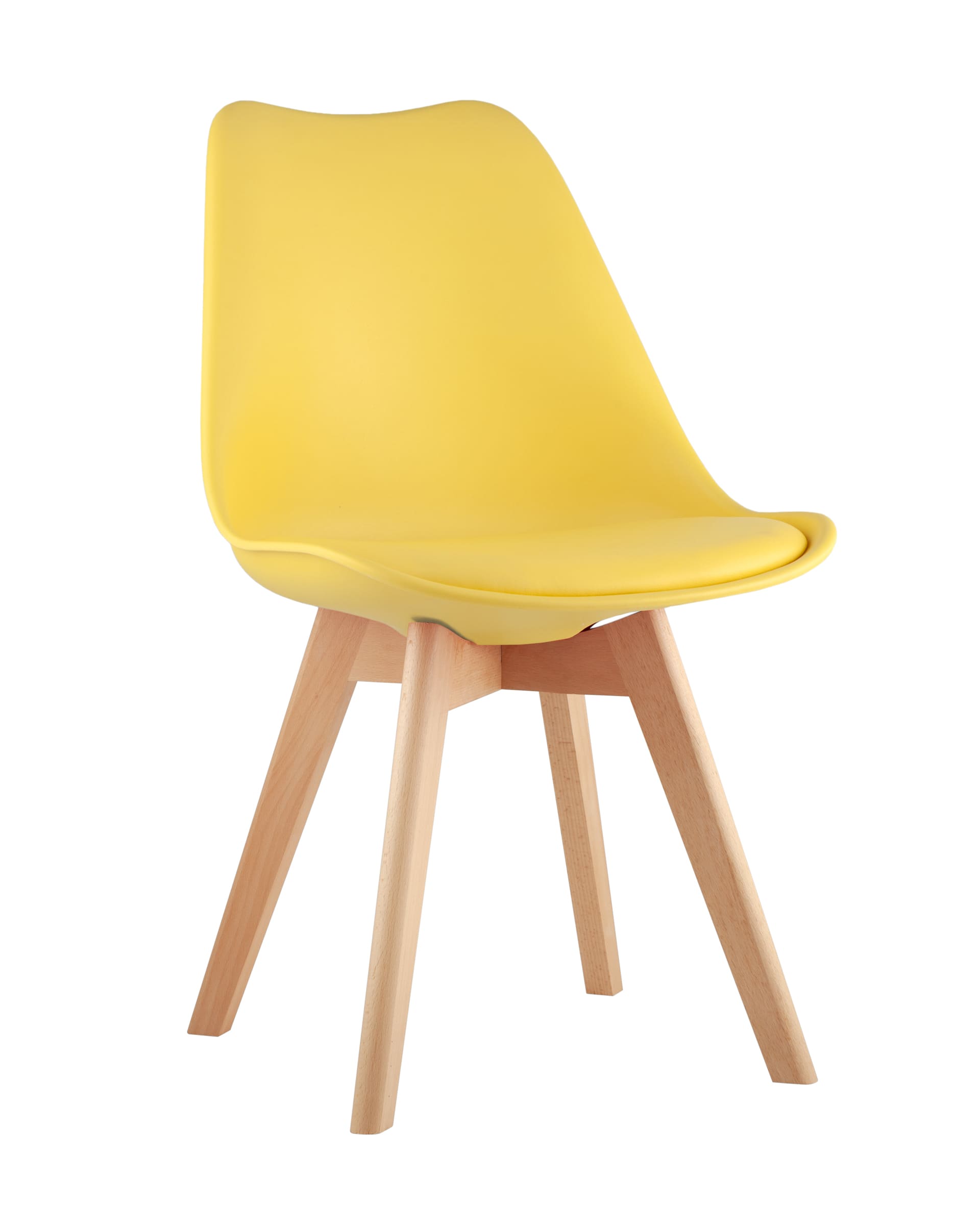 Stool Group Frankfurt желтый, сиденье из сочетания пластика и экокожи, ножки деревянные