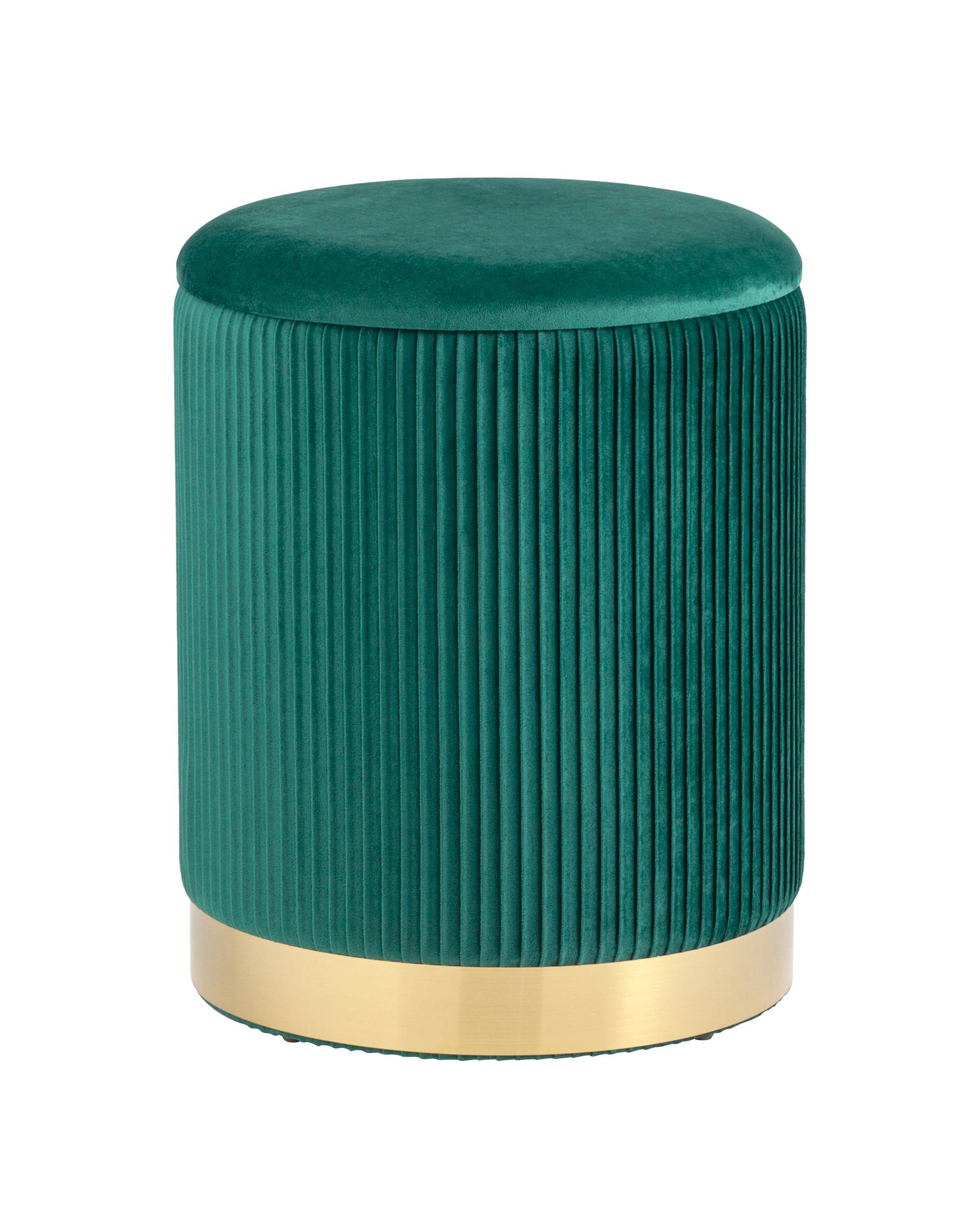 Stool Group Шарлотта с ящиком велюр зеленый с металлическим основанием в золотом цвете